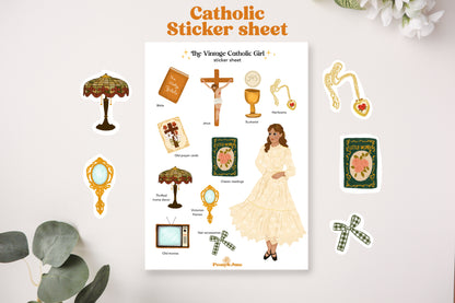 The Vintage Catholic Girl Sticker Sheet