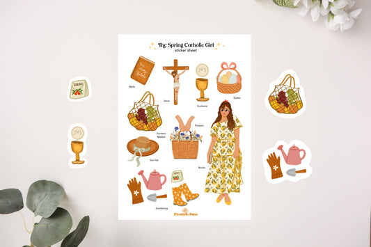 The Spring Catholic Girl Sticker Sheet